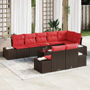 Havesofa Sæt med pude 9 pcs Brun polyrattan