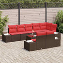 Havesofa Sæt med pude 9 pcs Brun polyrattan