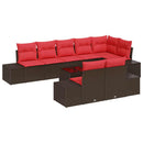 Havesofa Sæt med pude 9 pcs Brun polyrattan