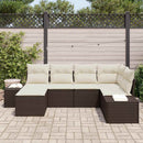 Havesofa Sæt med pude 6 pcs Brun og Creme polyrattan