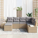 Havesofa Sæt 6 stk. Beige og grå polyrattan
