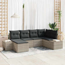 Havesofa Sæt med pude 6 pcs Lysegrå polyrattan