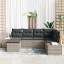 Havesofa Sæt med pude 6 pcs Lysegrå polyrattan
