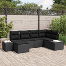 Havesofa Sæt med pude 6 pcs Sort polyrattan