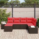 Havesofa Sæt med pude 6 pcs Brun polyrattan