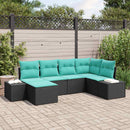 Havesofa Sæt 6 stk. Sort polyrattan