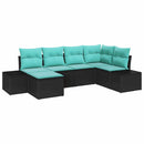 Havesofa Sæt 6 stk. Sort polyrattan