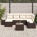 Havesofa Sæt med pude 7 pcs Brun og Creme polyrattan