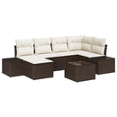Havesofa Sæt med pude 7 pcs Brun og Creme polyrattan