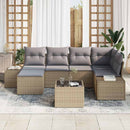 Havesofa Sæt 7 stk. Beige og grå polyrattan