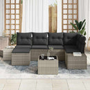 Havesofa Sæt med pude 7 pcs Lysegrå polyrattan
