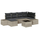 Havesofa Sæt med pude 7 pcs Lysegrå polyrattan