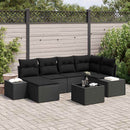 Havesofa Sæt med pude 7 pcs Sort polyrattan