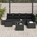 Havesofa Sæt med pude 7 pcs Sort polyrattan