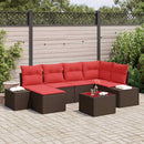 Havesofa Sæt med pude 7 pcs Brun polyrattan