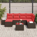 Havesofa Sæt med pude 7 pcs Brun polyrattan