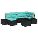Havesofa Sæt 7 stk. Sort polyrattan