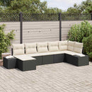 Havesofa Sæt med pude 7 pcs Sort polyrattan