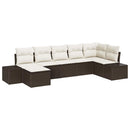 Havesofa Sæt med pude 7 pcs Brun polyrattan