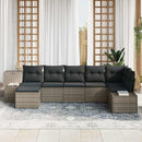 Havesofa Sæt med pude 7 pcs Grå polyrattan