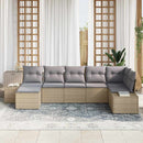 Havesofa Sæt med pude 7 pcs Beige polyrattan