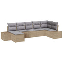 Havesofa Sæt med pude 7 pcs Beige polyrattan
