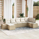 Havesofa Sæt med pude 7 pcs Beige polyrattan