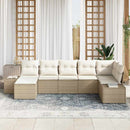 Havesofa Sæt med pude 7 pcs Beige polyrattan