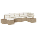 Havesofa Sæt med pude 7 pcs Beige polyrattan