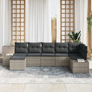 Havesofa Sæt med pude 7 pcs Lysegrå polyrattan