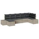 Havesofa Sæt med pude 7 pcs Lysegrå polyrattan