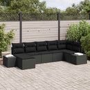 Havesofa Sæt med pude 7 pcs Sort polyrattan