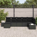 Havesofa Sæt med pude 7 pcs Sort polyrattan