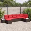 Havesofa Sæt med pude 7 pcs Brun polyrattan