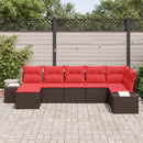 Havesofa Sæt med pude 7 pcs Brun polyrattan