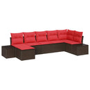 Havesofa Sæt med pude 7 pcs Brun polyrattan
