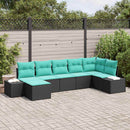 Havesofa Sæt 7 stk. Sort polyrattan