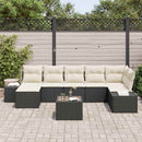 Havesofa Sæt med pude 8 pcs Sort polyrattan