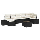 Havesofa Sæt med pude 8 pcs Sort polyrattan