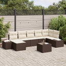 Havesofa Sæt med pude 8 pcs Brun polyrattan
