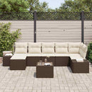 Havesofa Sæt med pude 8 pcs Brun polyrattan