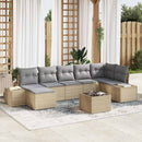 Havesofa Sæt med pude 8 pcs Beige polyrattan