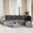 Havesofa Sæt med pude 8 pcs Lysegrå polyrattan