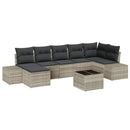 Havesofa Sæt med pude 8 pcs Lysegrå polyrattan