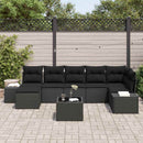 Havesofa Sæt med pude 8 pcs Sort polyrattan