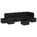 Havesofa Sæt med pude 8 pcs Sort polyrattan