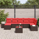 Havesofa Sæt med pude 8 pcs Brun polyrattan