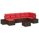 Havesofa Sæt med pude 8 pcs Brun polyrattan