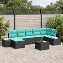 Havesofa Sæt 8 stk. Sort polyrattan