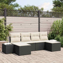 Havesofa Sæt med pude 6 pcs Sort polyrattan